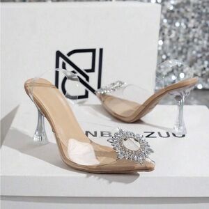 Elegant Clear Heels with Crystal Embellishment